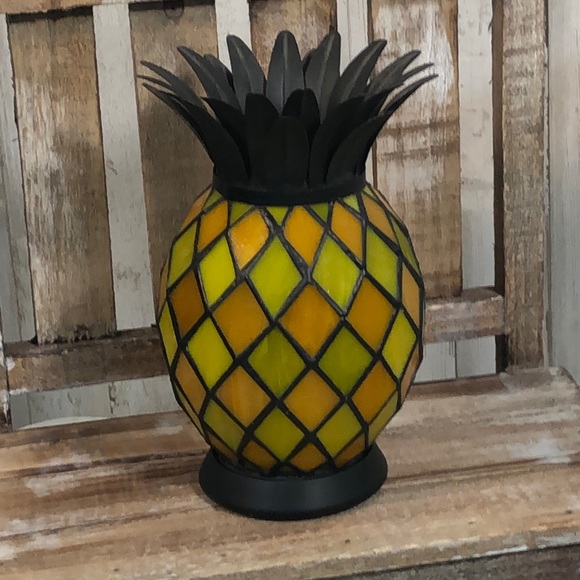 PartyLite Accents Partylite Stained Glass Pineapple Votive And